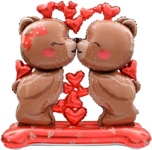 Шар 3D (59''/150 см) Фигура на подставке, Влюбленные мишки, 1 шт. в уп.