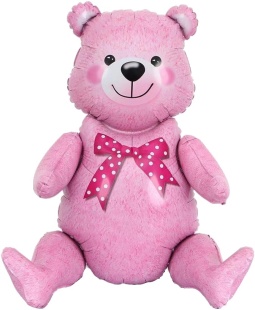 Шар (22''/56 см) Фигура 3D, Сидячий мишка, Розовый, 1 шт. в уп.